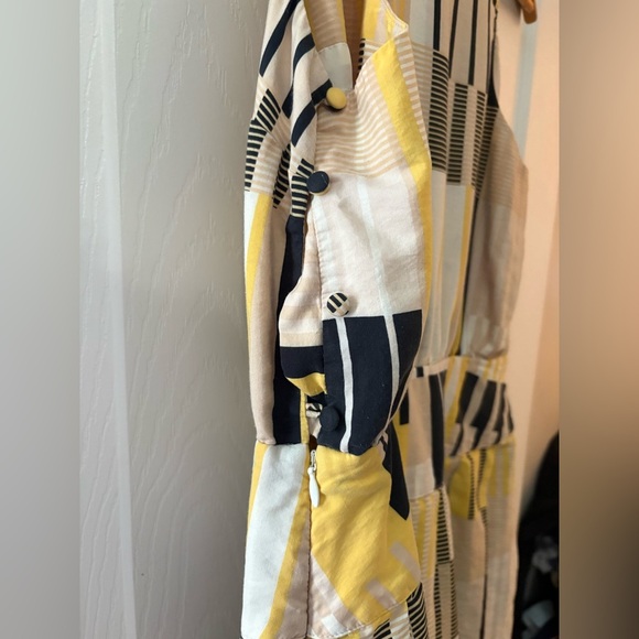Maeve Anthropologie Otta dress yellow geo print drop waist silk blend size 4 - Picture 4 of 15